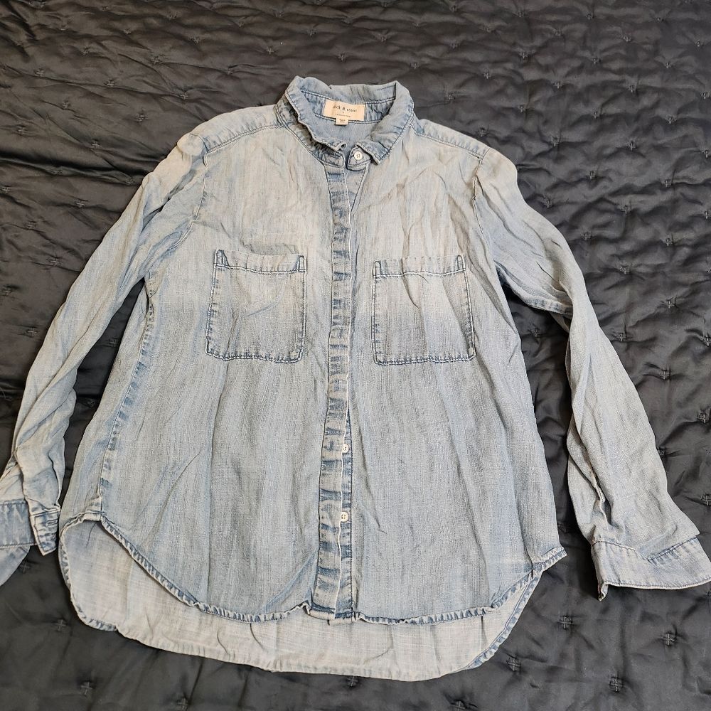 Light Blue Denim Button-Up Shirt